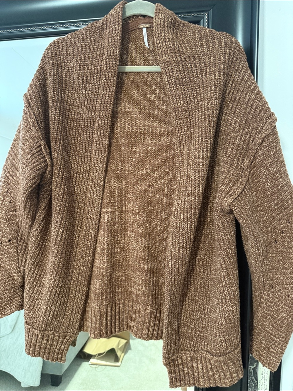 Free People Open-Front Chunky Brown Cardigan